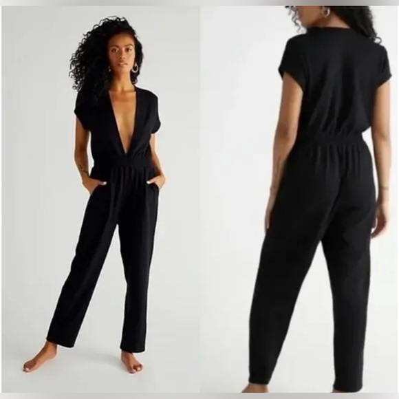 NWT Free People FP Beach Rita One Piece Jumpsuit Plunge V-Neck - Picture 2 of 7